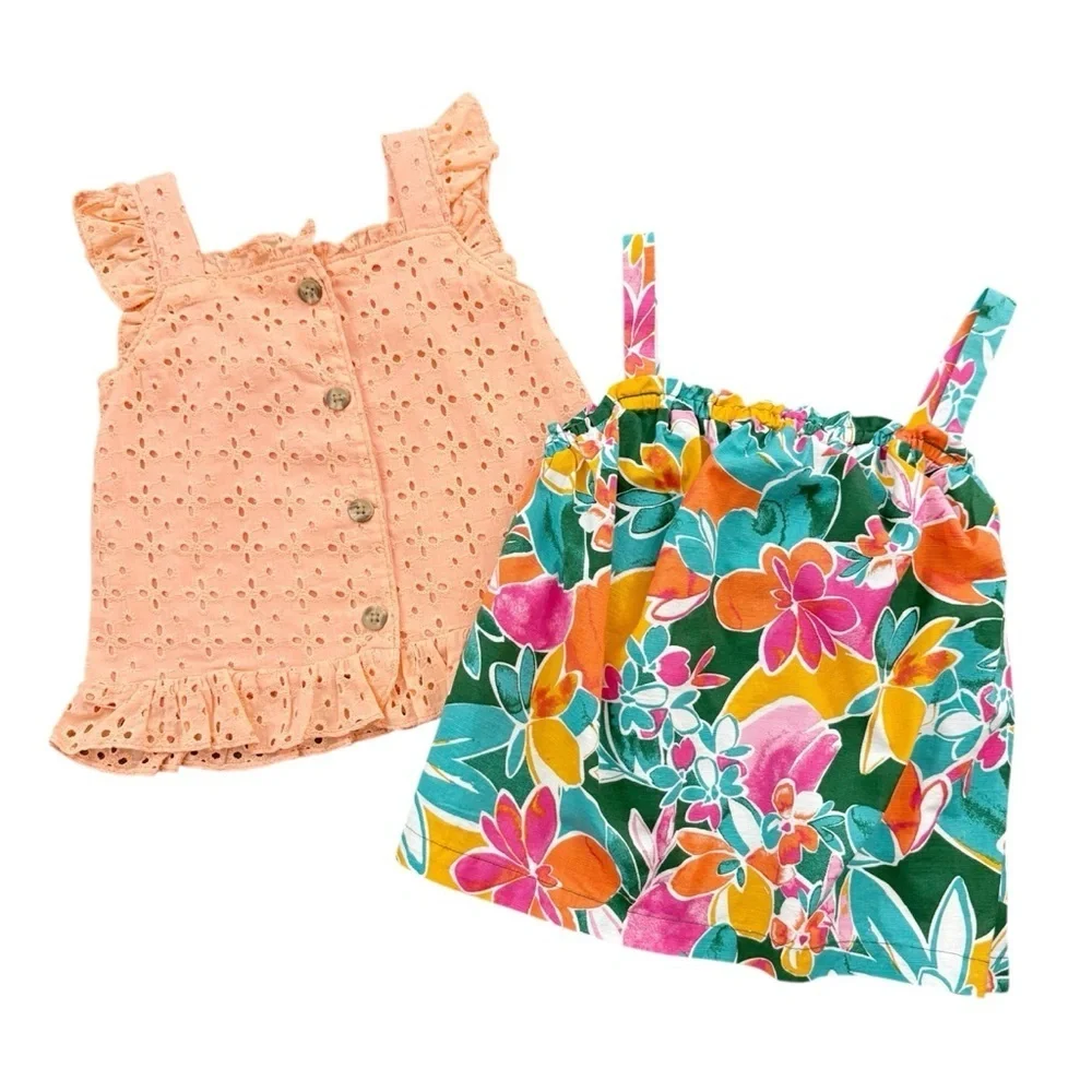 NWT Little Lass Eyelet and Carters Tropical Tops 3T